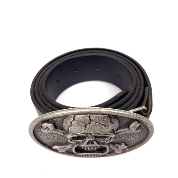 Genuine Italian Leather Belt With Skull Bottle Opener BuckleBlack Made in USA - Picture 2 of 8